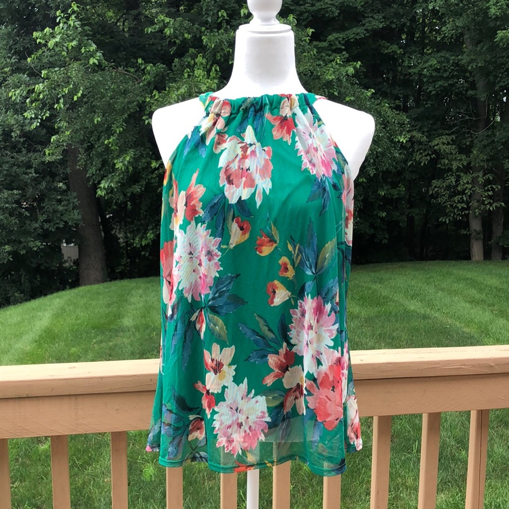 Loveappella Green Floral Halter Top